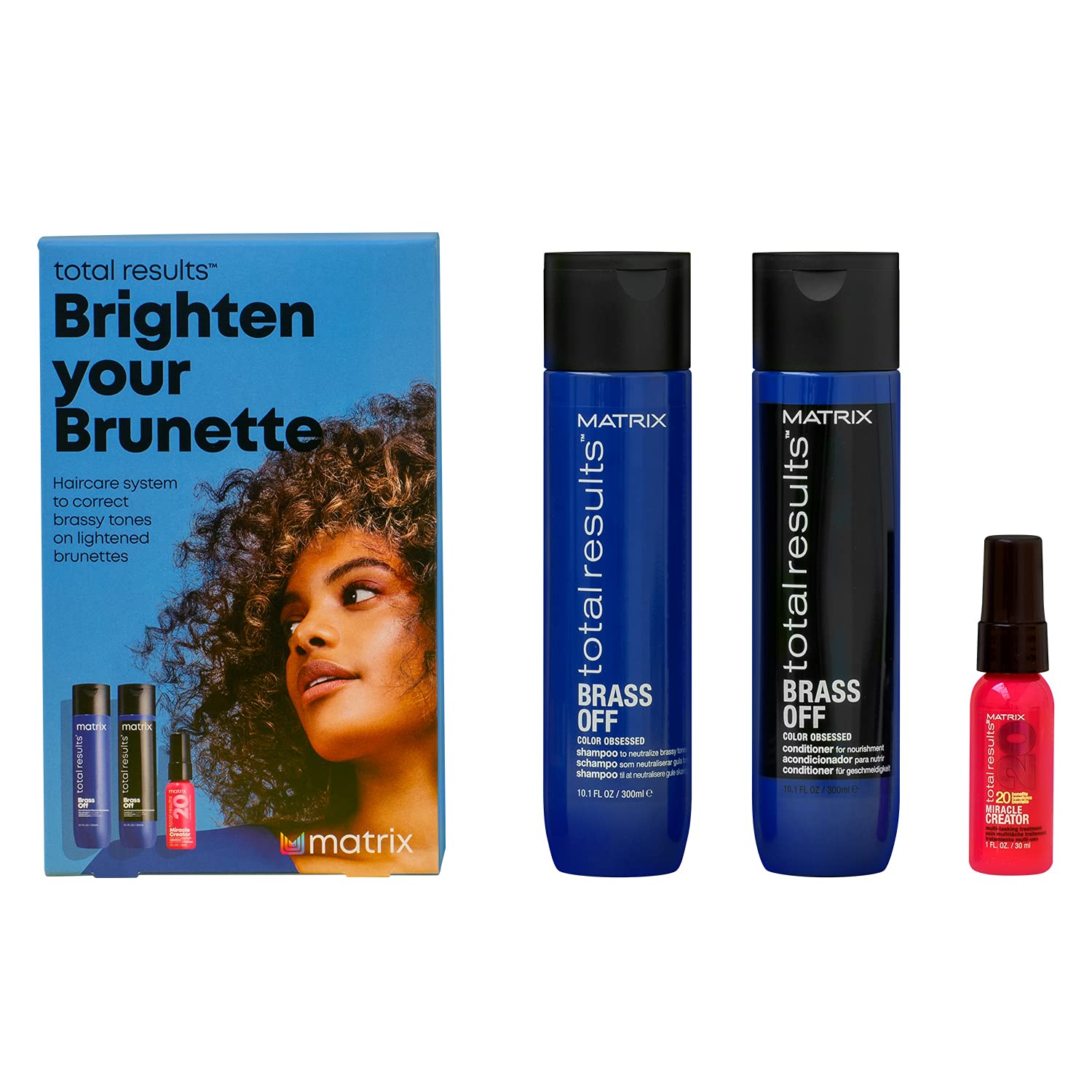 Matrix | Brass Off | Gift Set | Brunnette and Balayage Hair | Shampoo + Conditioner + Miracle Creator