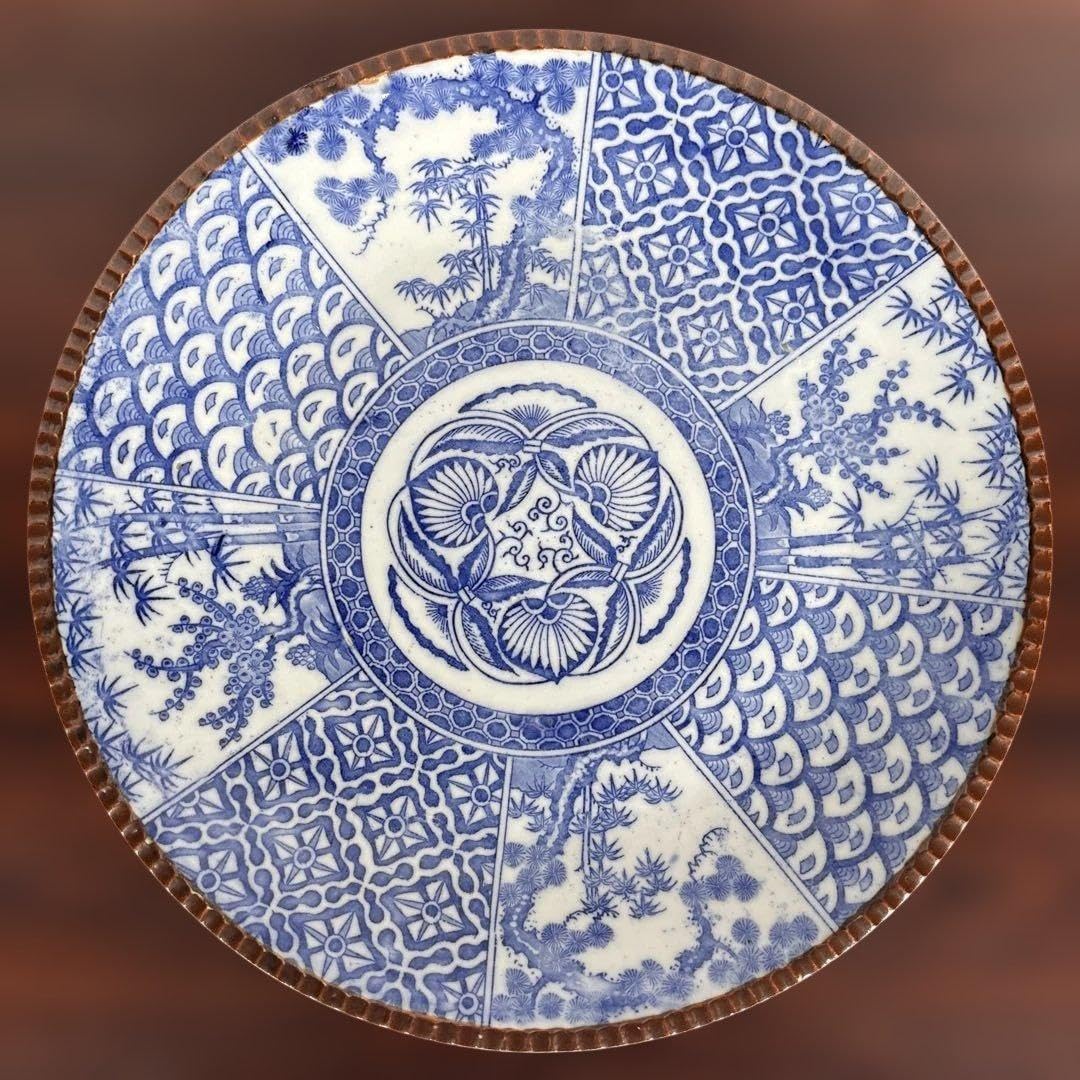 Amazon.co.jp: 古伊万里 染付イゲ皿31センチ : ホーム＆キッチン