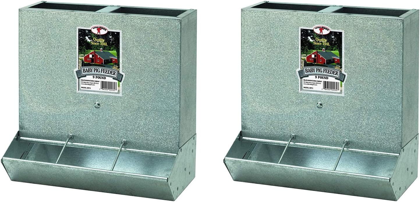 Little Giant BPF3 Heavy Duty Mountable 3 Hole Baby Piglet Livestock Trough Feeder, 9 Pound Capacity (2 Pack)