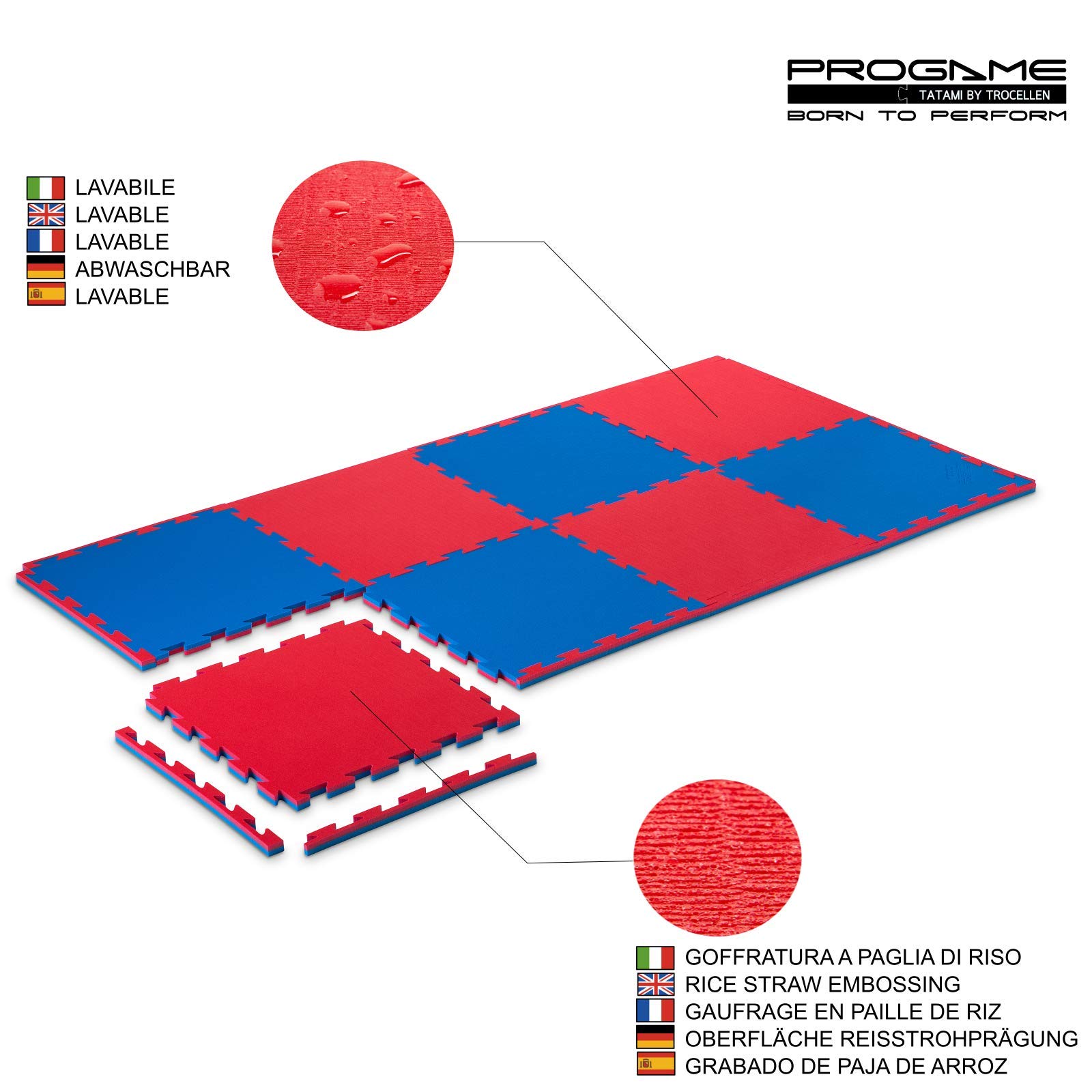 ProGame Kit 8 Pièces 50x50 cm Tatami Gym 2 cm BASIC-HOME Tatami Puzzle Karate tatami mat arts martiaux