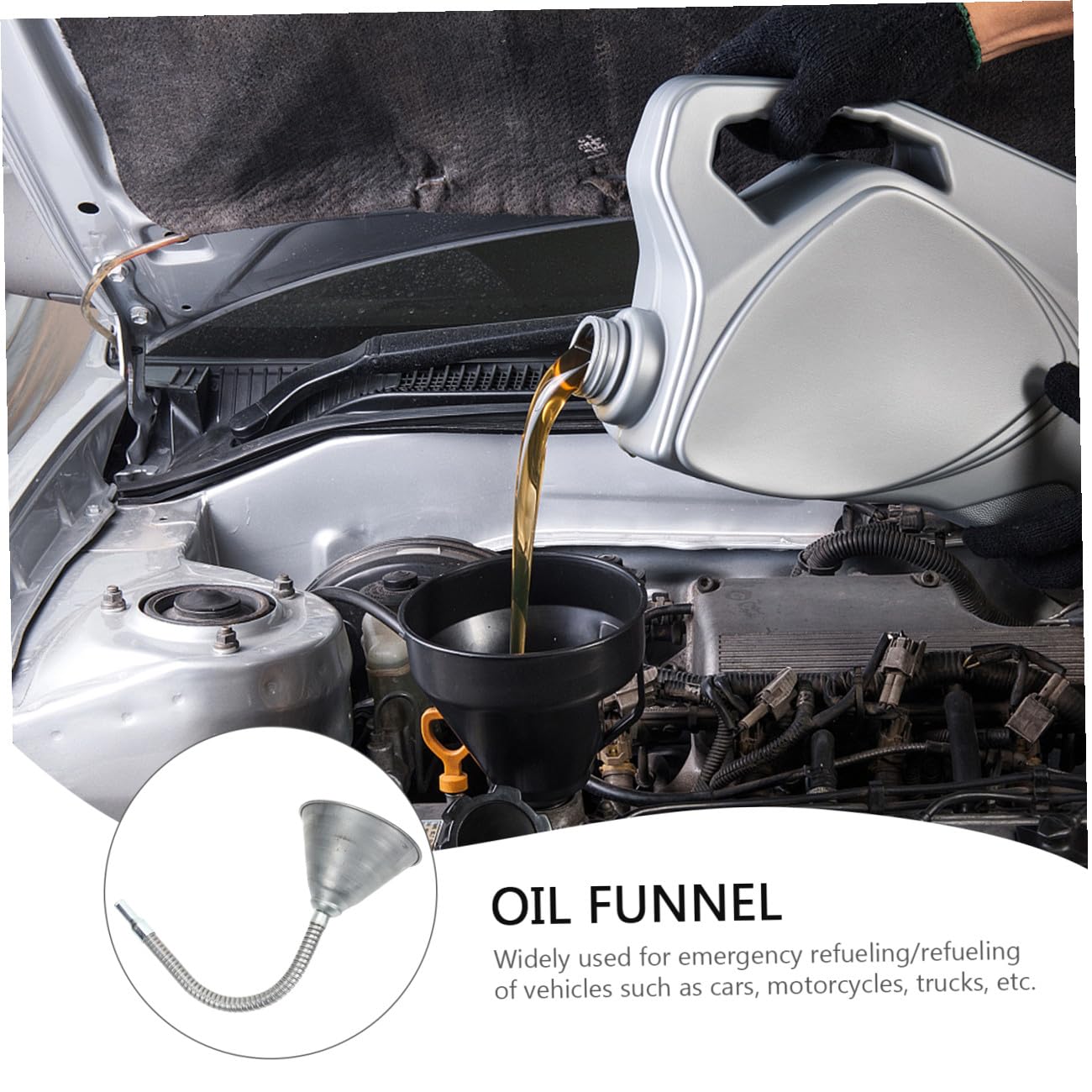 SUPVOX Embudo De Aceite De Hierro Embudo Flexible Para Cambio De Aceite Para Coche Moto Camion