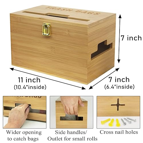 Miniatura 2 de Dispensador de bolsas de basura extra grande con asas, soporte para bolsa de basura para cocina, lavandería, compatible con rollos de bolsas