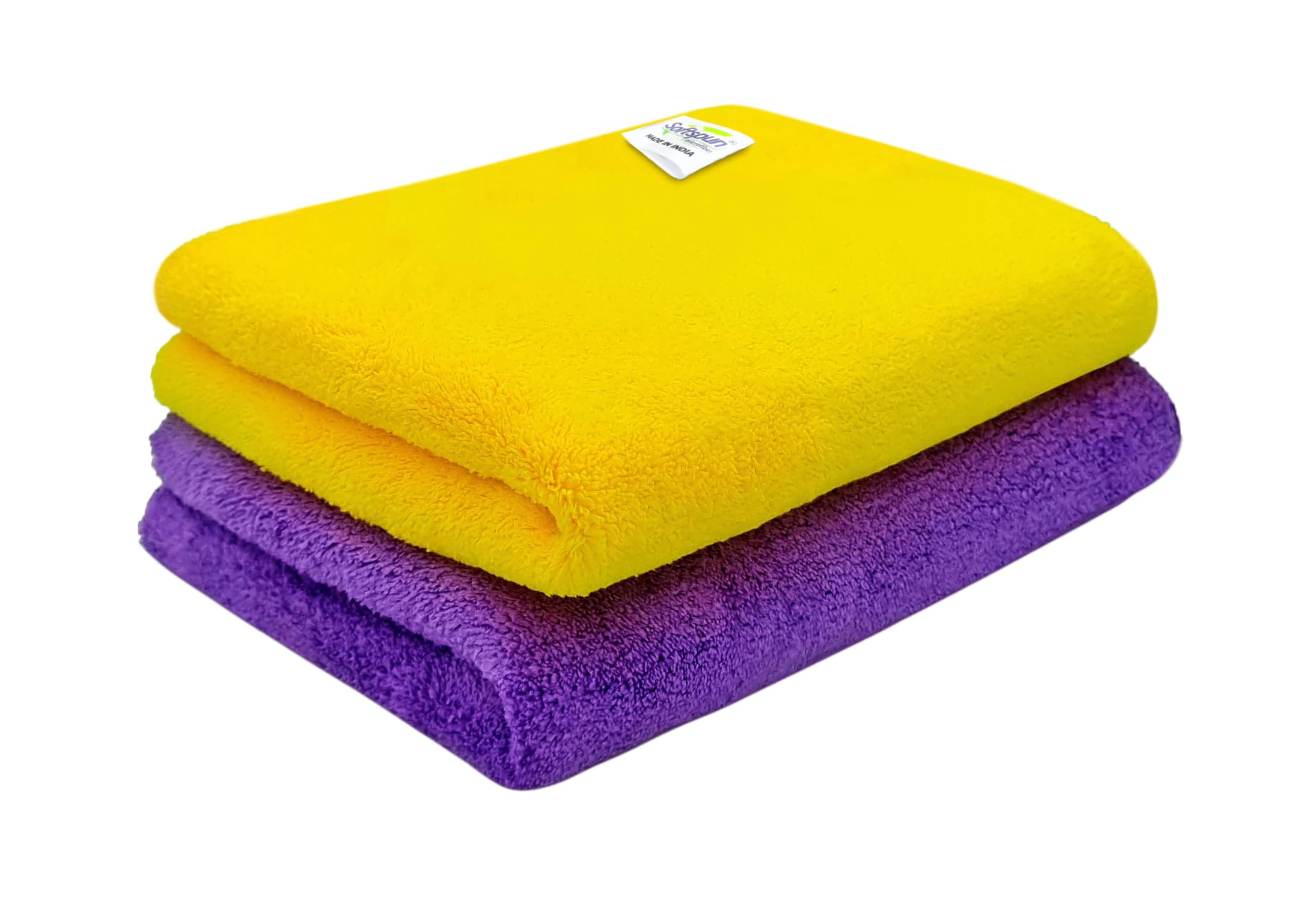 SOFTSPUN 900 GSM, Microfiber Double Layered Cloth 30x40 Cms 2 Piece, Yellow+Purple! Extra Thick Microfiber Cleaning Cloths Perfect for Bike, Auto, Cars Both Interior and Exterior.-picture-10