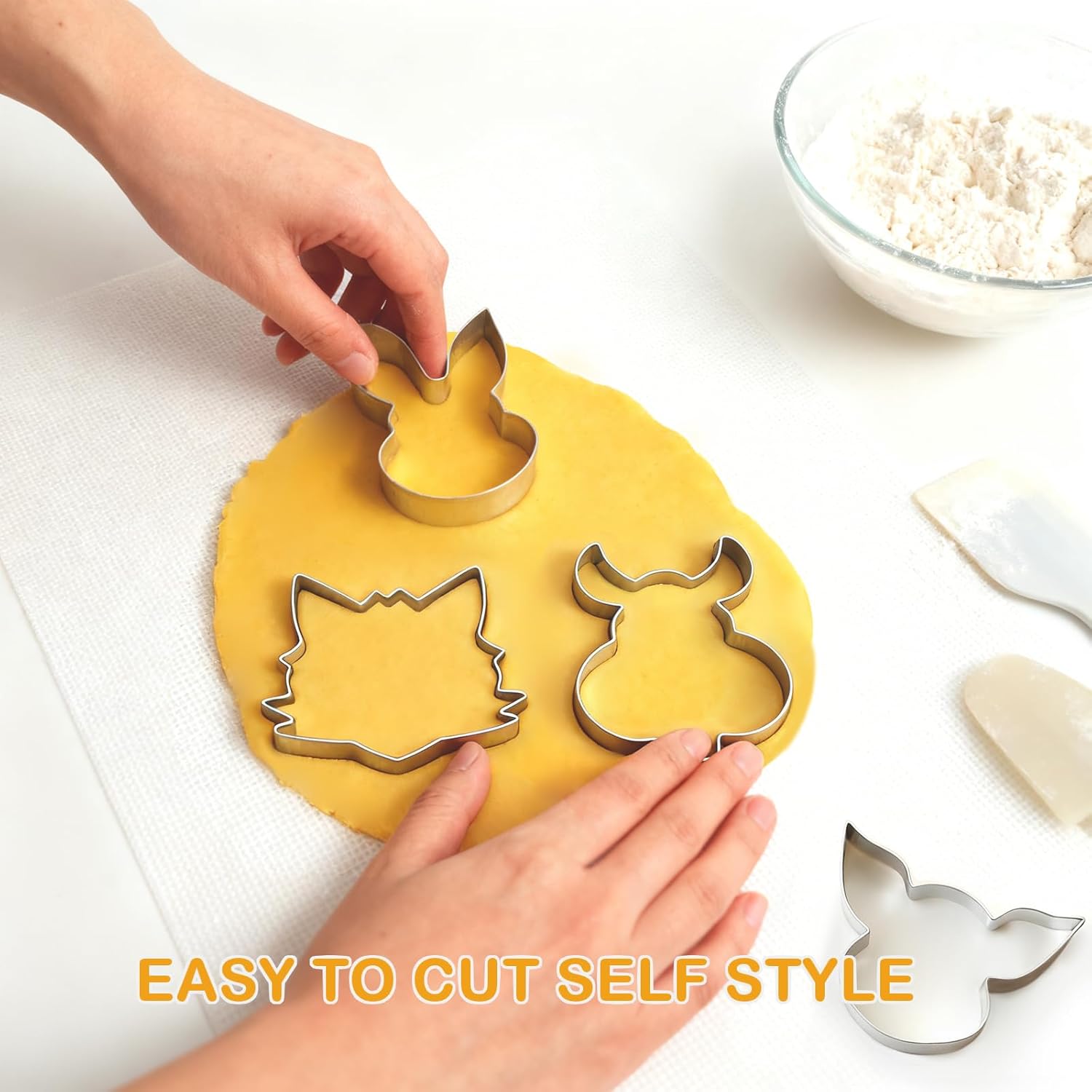 4 Piece Animal Cookie Cutters for Kids, 3.5" Large Cute Cookie Cutters Set with Hamster, Cat, Pig, Rabbit for Animal Birthday Party Supplies - Image 6