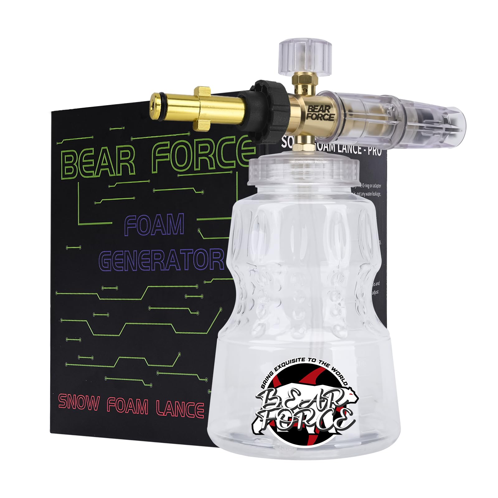 Bear Force Transparent Pressure Washer Snow Foam Lance Foam Nozzle Snow Foam Cannon Bottle Car Wash, Compatible For Nilfisk, For Stihl