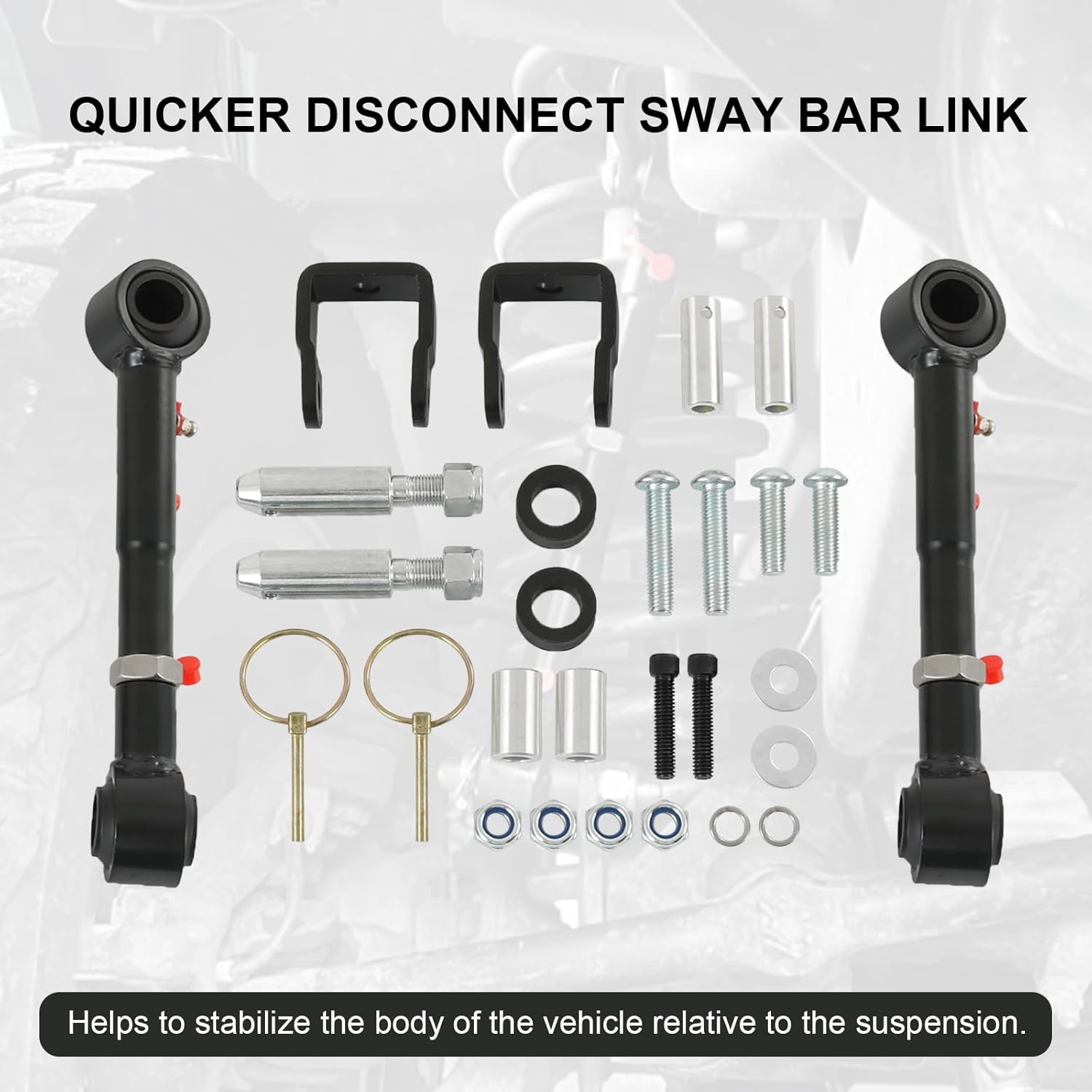 Adjustable Front Swaybar Quicker Disconnect System with 2.5" - 6" Lift for 1997-2006 Jeep Wrangler TJ 1984-2001 Cherokee XJ Quicker Disconnect Sway Bar Links