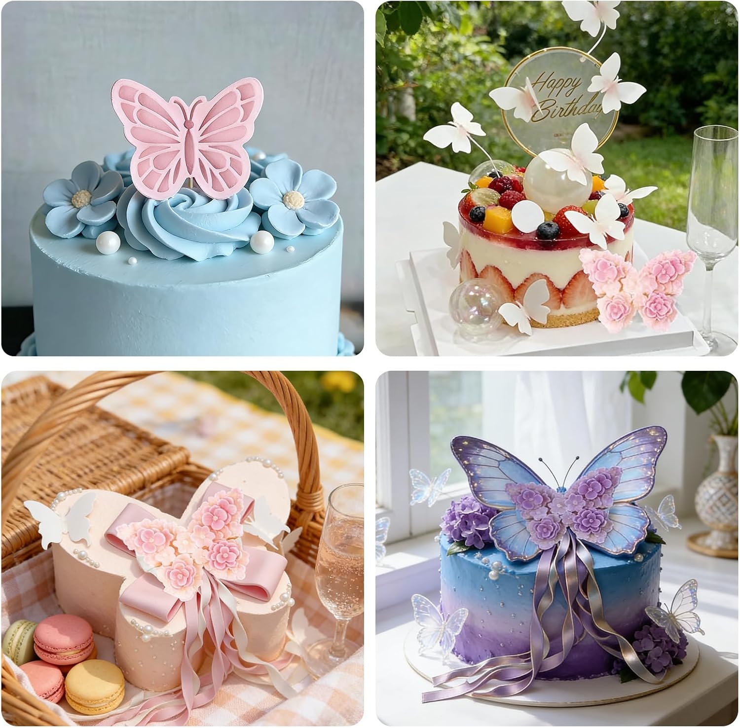 4PCS 3D Flower Butterfly Silicone Molds,Flower Butterfly Candle Chocolate Molds,Resin Mold for Candle Making Resin Casting Soap Plaster Fondant Cake Decoration Mold