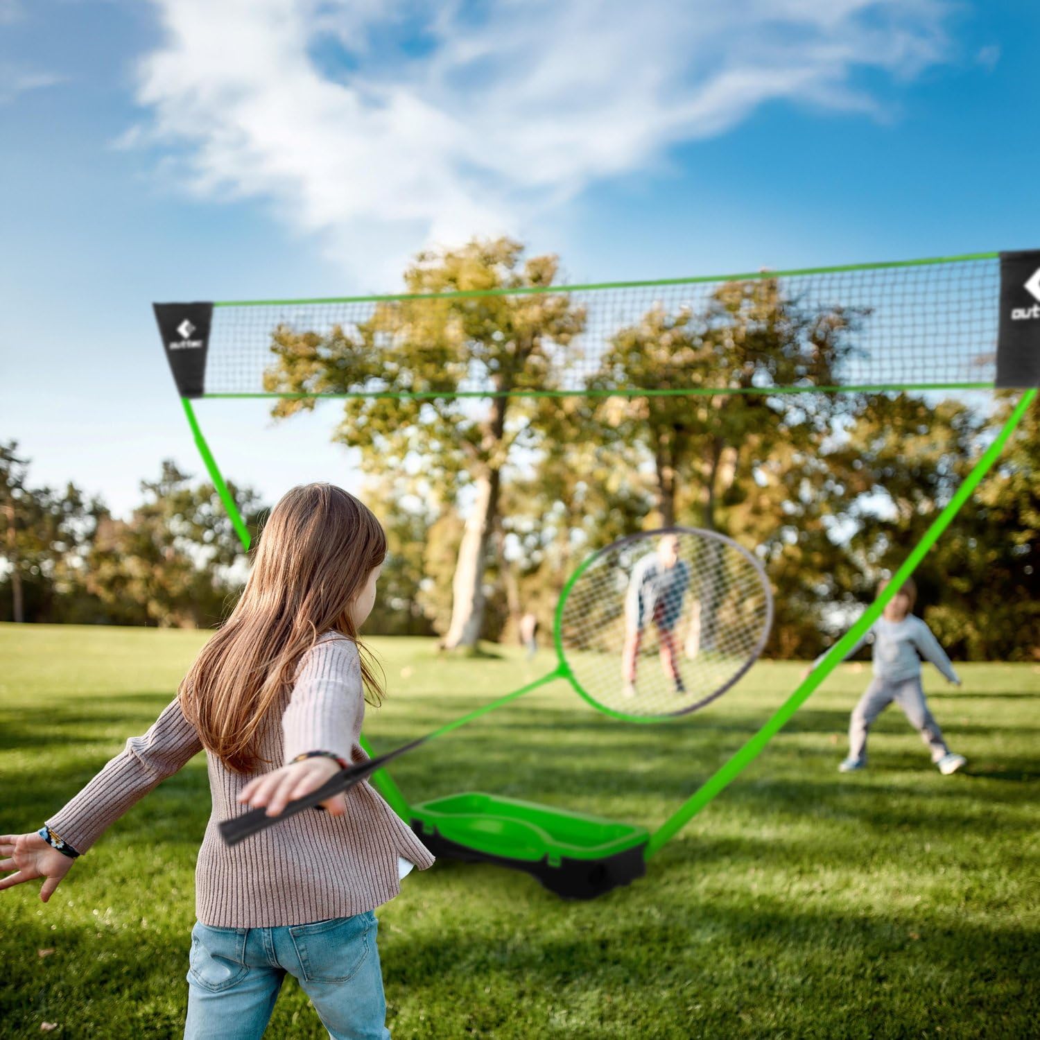 Set de Badminton - 2 Raquettes, 2 Volant Badminton, 1 Filet avec poteaux, 1 Mallette - Jeu pour Enfants et Adultes - pour extérieur, Jardin, Plage