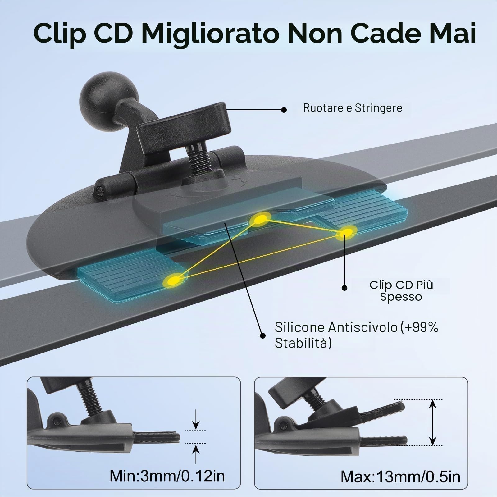 EEEKit Supporto per slot CD per schermo CarPlay, rotazione a 360°, supporto per auto compatibile con la maggior parte degli stereo per auto con navigazione GPS da 5-9 pollici