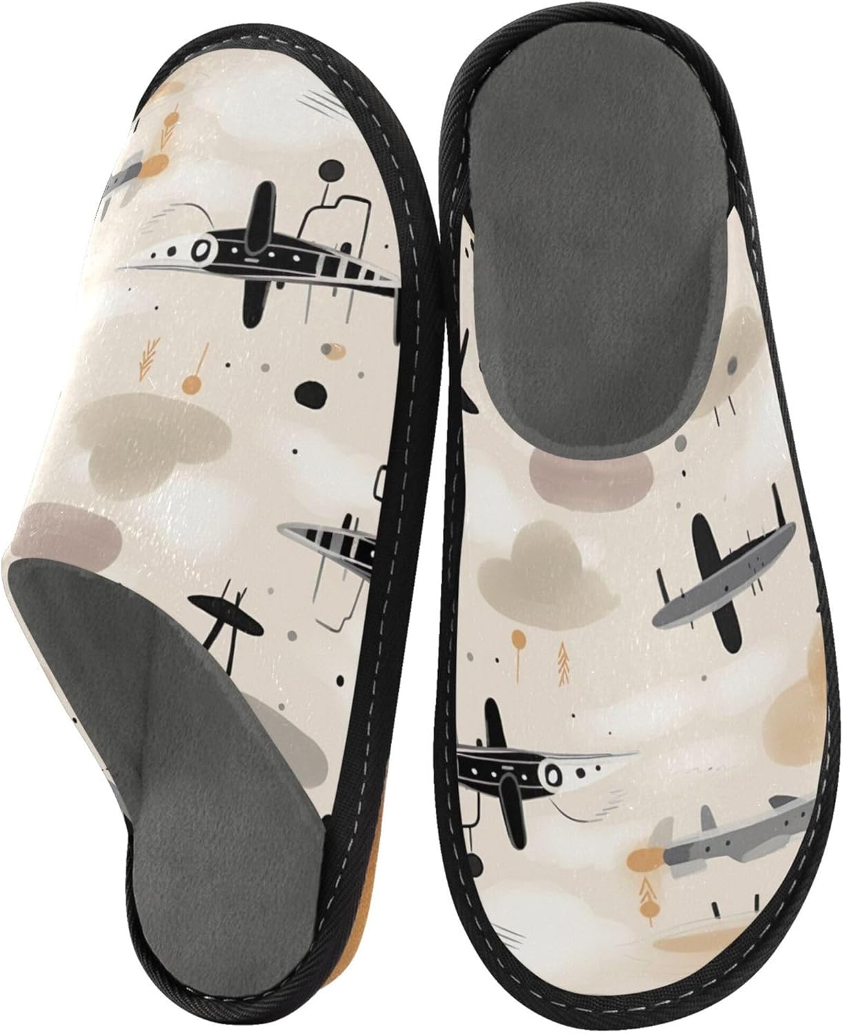 Airplane House Slippers – Cozy Fuzzy Slippers for Guests, Washable & Disposable, Perfect for Shoeless Home, Spa & Hotel Use A110621