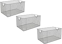 Vista 28 de YBM HOME Organizador de despensa de cocina, cesta de alambre para estantes, armarios, despensa, encimera, cesta de almacenamiento abierta de malla