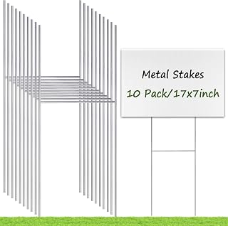 Heavy Duty Metal Yard Sign Stakes 17x7 Inch, 10 Pack H-Frame Holders for Corrugated Plastic Signs - Rust-Resistant Outdoor Lawn Stands