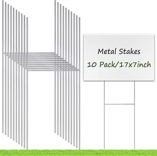 Remiawy Estacas de metal para letreros de patio, 17 x 7 pulgadas, soporte para letrero de patio para suelo al aire libre, paquete de 10 estacas de