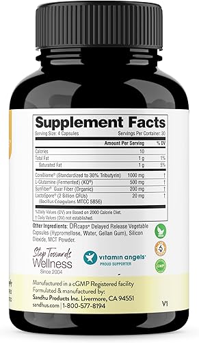 Miniatura 3 de Sandhu's Preboitic Health Corebiome y L-Glutamina Probiótico Preboitic Health Apoyo para la salud intestinal 120 cápsulas