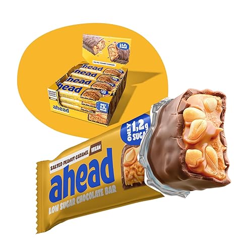 Immagine del prodotto AHEAD Barrette Keto Vegane – 16 x 35g – Salted Peanut Vegan – Barrette senza zucchero – solo 5g di carboidrati netti per keto bar – Barretta con cioccolato senza zucchero