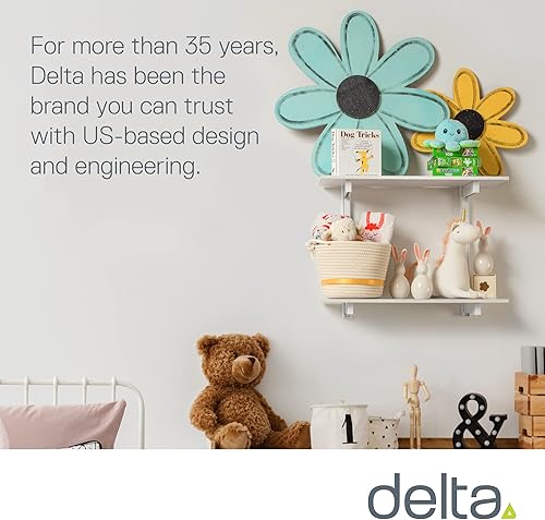 Miniatura 7 de Delta Cycle & Home Estantes de pared flotantes de 2 niveles con soportes de metal, color blanco, 0.5 x 24 pulgadas, estantes de pared de alta