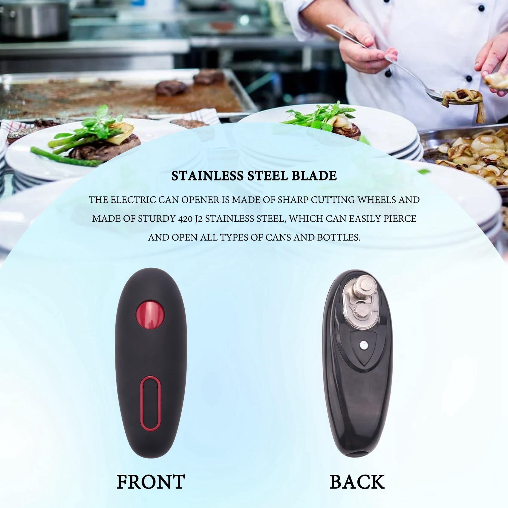 3X Abrelatas Eléctrico, Abrelatas de Seguridad Automático con un Contacto, Abrelatas de Mano Que Funcionan con Pilas para Restaurantes