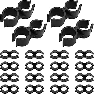 20PCS Double Port Pipe Clamps, 25mm/1 inch Heavy Duty Plastic Double Line Clips for Shelf Pole Connection, Warehouse Storage Rack Fasteners, Chain Link Fence Panel Connectors