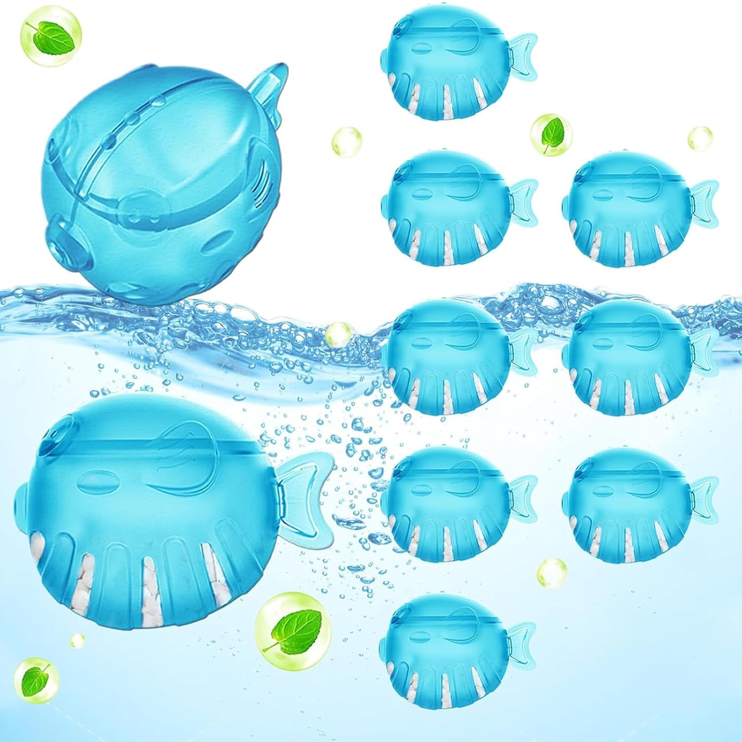 FITORCH Humidifier Cleaner, Humidifier Cleaning Fish for Humidifiers & Fish Tanks, Purifies Water, Prevents Hard Water Build Up, Eliminates White Dust Odours, 10PCS, Blue, PB-23