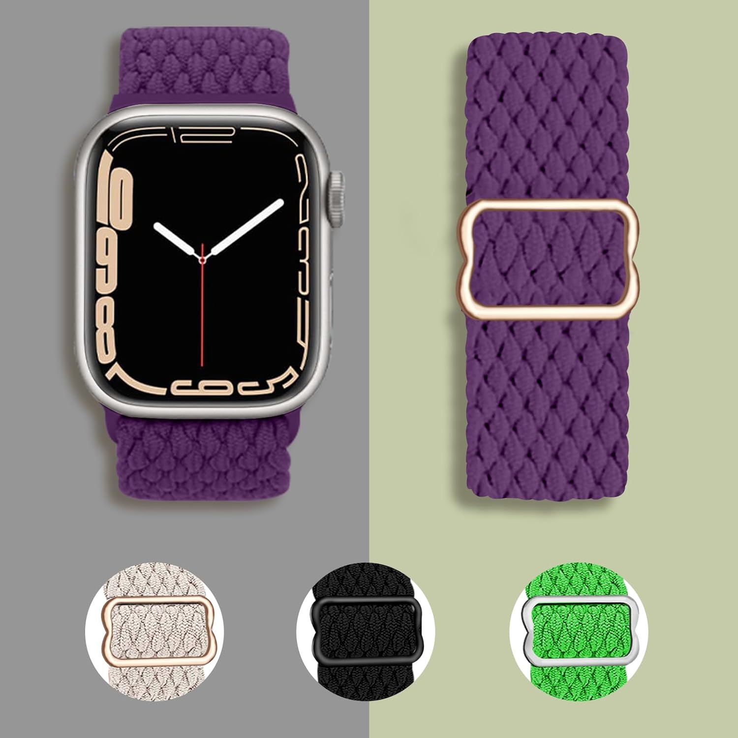 Brigtlaiff Braided Solo Loop Compatible with Apple Watch Band, 38mm-49mm, Women Men, Adjustable Stretchy Nylon Wristband Strap for iWatch Series 1-10, 6pack - Image 2