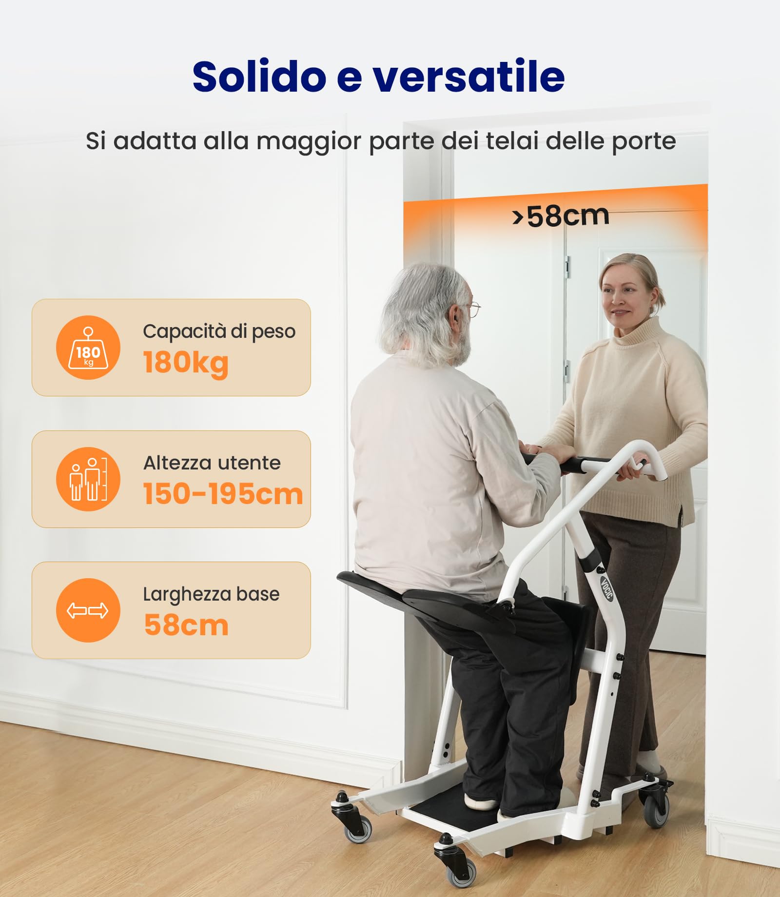 VOCIC AY03 Sollevatore pazienti, trasferimento seduto-in piedi 180 kg | Anziani assistenza casa, aiuto trasferimento letto carrozzina WC, sollevatore mobile per cura quotidiana 180KG