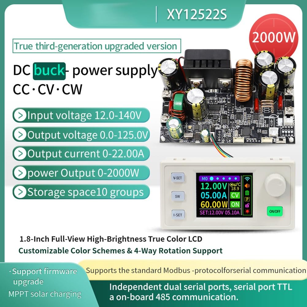 XY12522S CNC DC Boost Converter 125V 2000W Laborleistung Regler Konstante Spannung und Stromlademodul
