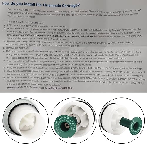 Miniatura 5 de C-100500-K Flushmate Original ReplacementCartridgePower Flush Toilet Piston Cartridge Piezas, Compatible con los modelos 500, 501, 501A, 501B, 503,