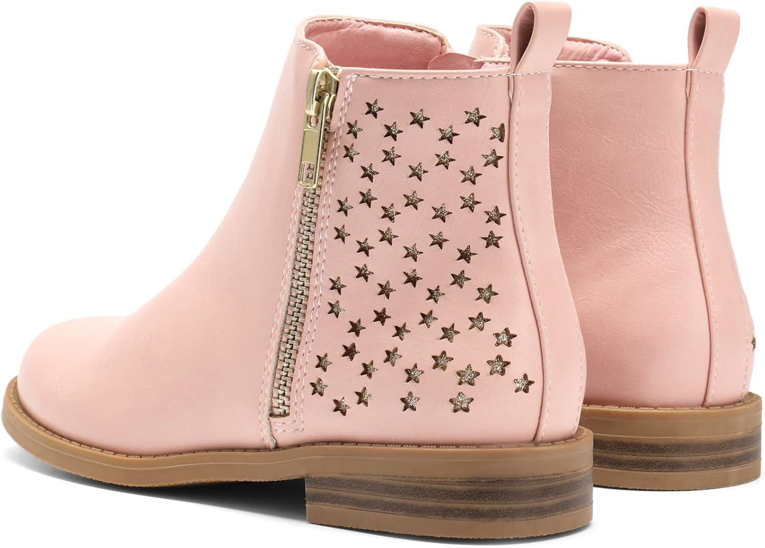 DREAM PAIRS Girls Ankle Boots Kids Fashion Booties with Glitter Stars Side Zipper Low Heels Warm Shoes for Toddler/Little Kid/Big Kid