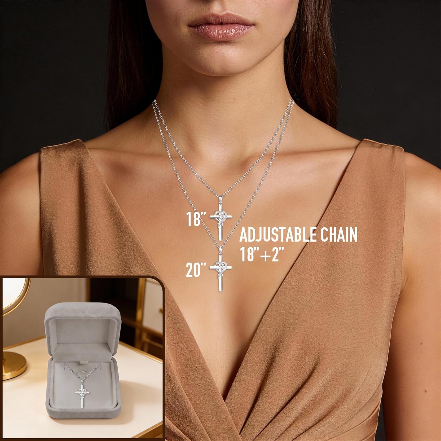 Fenthring Cross Necklace for Women Sterling Silver Infinity Necklaces Cross Pendant Simple Womens Mothers Day Gifts - Image 5