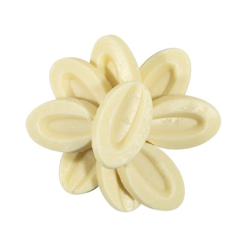 OLIVENATION Valrhona 4660 Ivoire Feve 35 White Chocolate Callets 2 lbs | Creamy White Couverture - 35% Cocoa Butter for Rich Flavor in Baking, Molding, Mousse, Frozen Desserts, Ganache, Confections