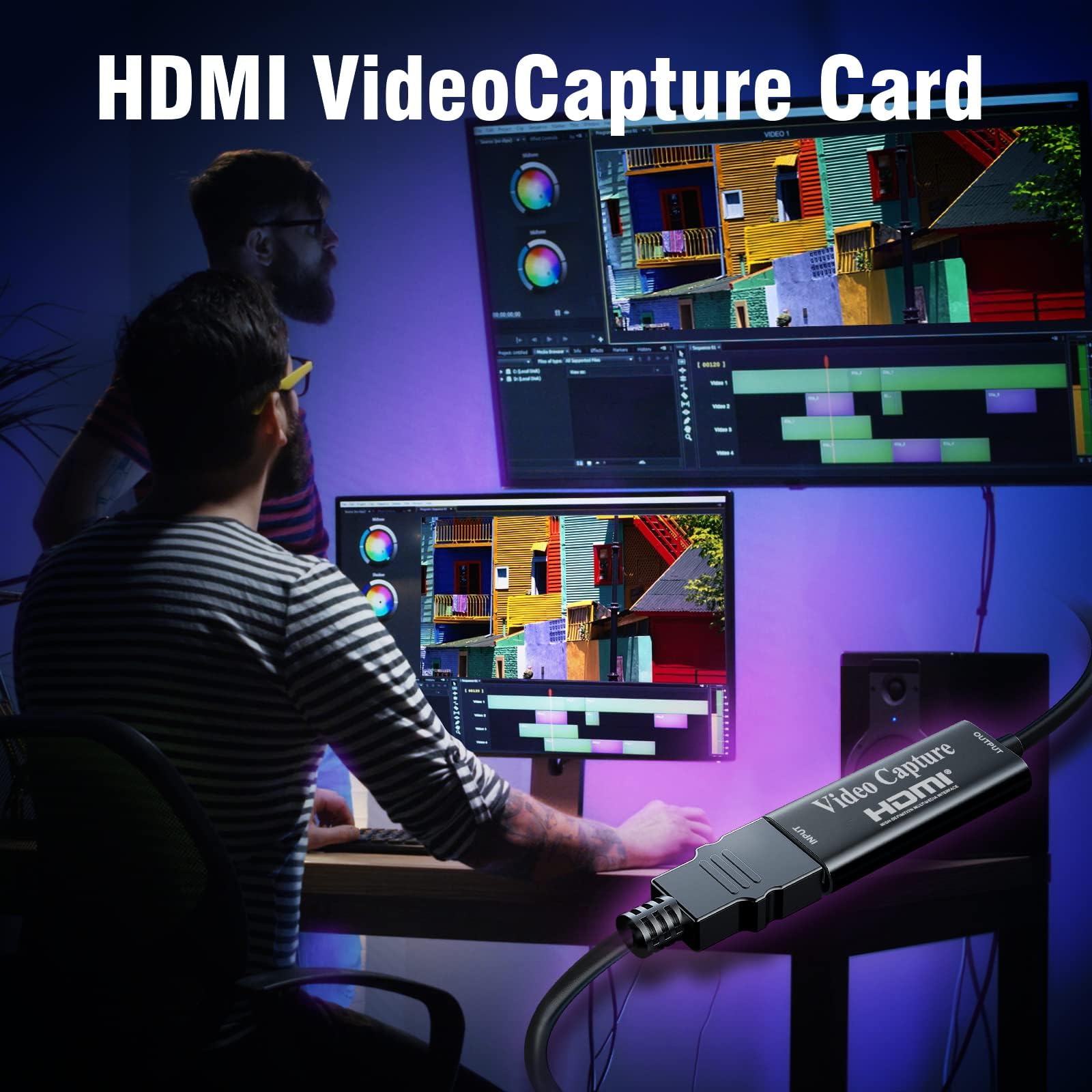 Carte de Capture vidéo, Fulfalic 4K HDMI vers USB, Carte de Capture Full HD 1080p, Capture de Jeu vidéo HDMI pour éditer vidéo/Jeu/Streaming/Cours en Ligne (Noir)