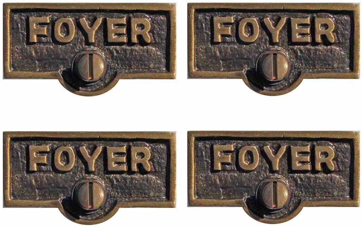 Switch Plate Tags "FOYER" Name Signs Labels Brass Pack Of 4 Renovators Supply