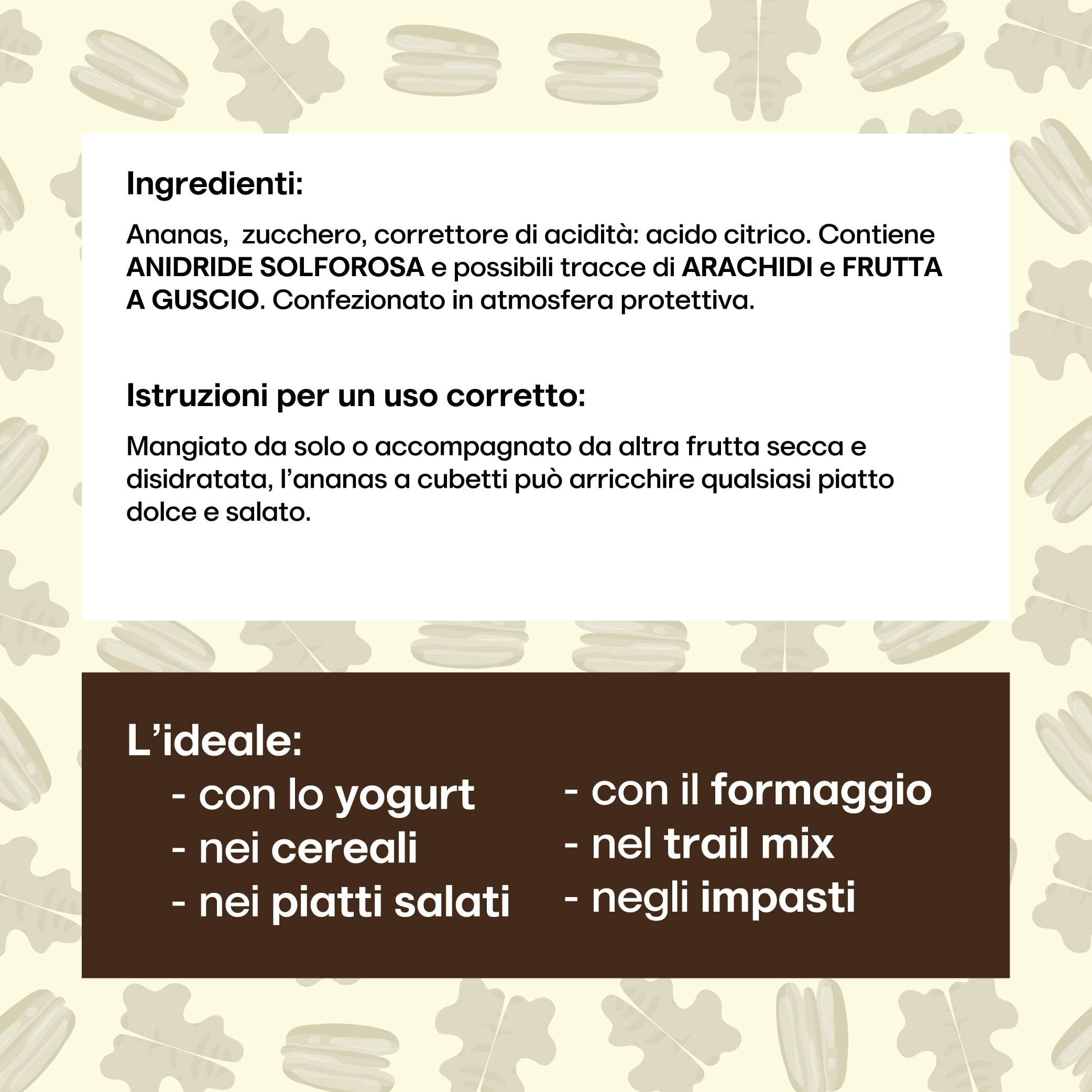 Il Contadino - Antichi Sapori | ANANAS DISIDRATATO | Confezione Salva Freschezza, Frutta Disidratata di Qualità Premium, No Conservanti e Coloranti (1 Kg)