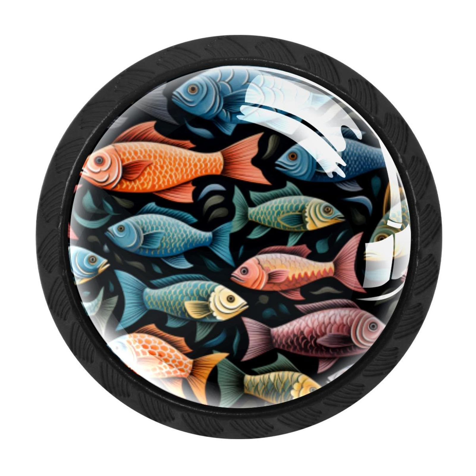 Chenzzzz Multicolored 11 4 Pcs Fish Cabinet Knobs Crystal Drawer Pulls For Kitchen, Bathroom Cabinet, Dresser And Cupboard