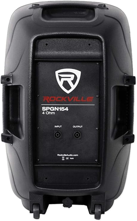 Rockville SPGN154 15 Passive 2-Way DJ PA Speaker, 4 Ohm, ABS Cabinet | 1600W Peak / 400W RMS, Lightweight, 1.35 Titanium Driver, SpeakON I/O, 35mm Pole Mount, Floor Monitor Use, 128dB SPL