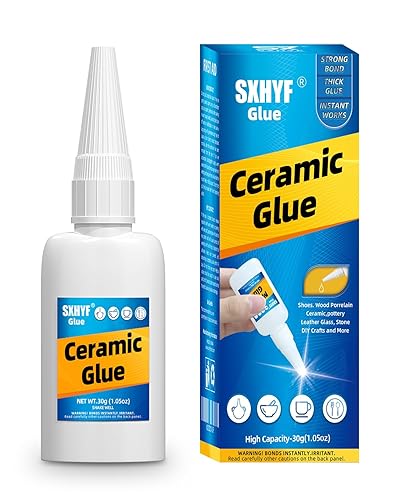 Sxhyf Pegamento de cerámica 1.06 oz de pegamento de reparación de cerámica, unión instantánea, fuerte adhesión, reparaciones duran mucho tiempo,