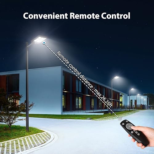 Miniatura 6 de iMaihom Farolas solares de 1000 W para exteriores, 100000 lm 9000 K, luz de calle LED IP66 con control remoto, luz de seguridad del atardecer al