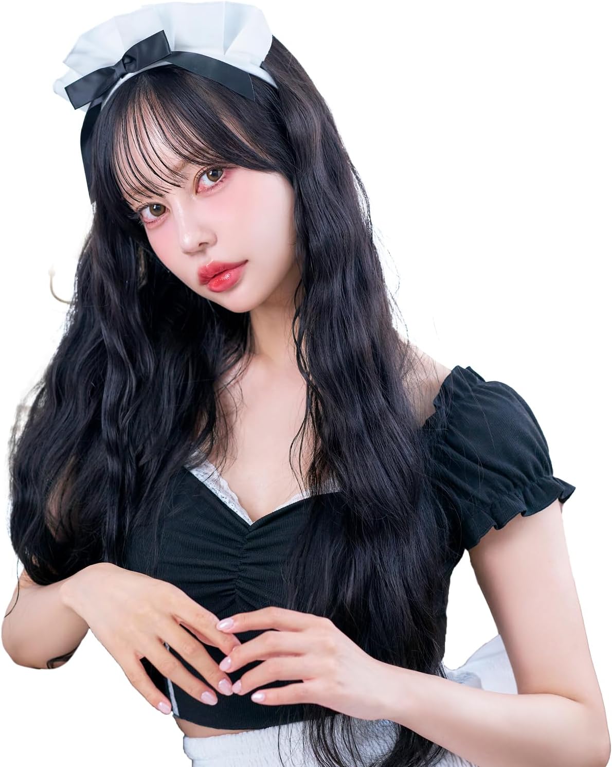 メイド [Malymoon] コスプレ メイド ウエイトレス 家政婦 ヘッドピース ホワイト ブラック モノトーン...