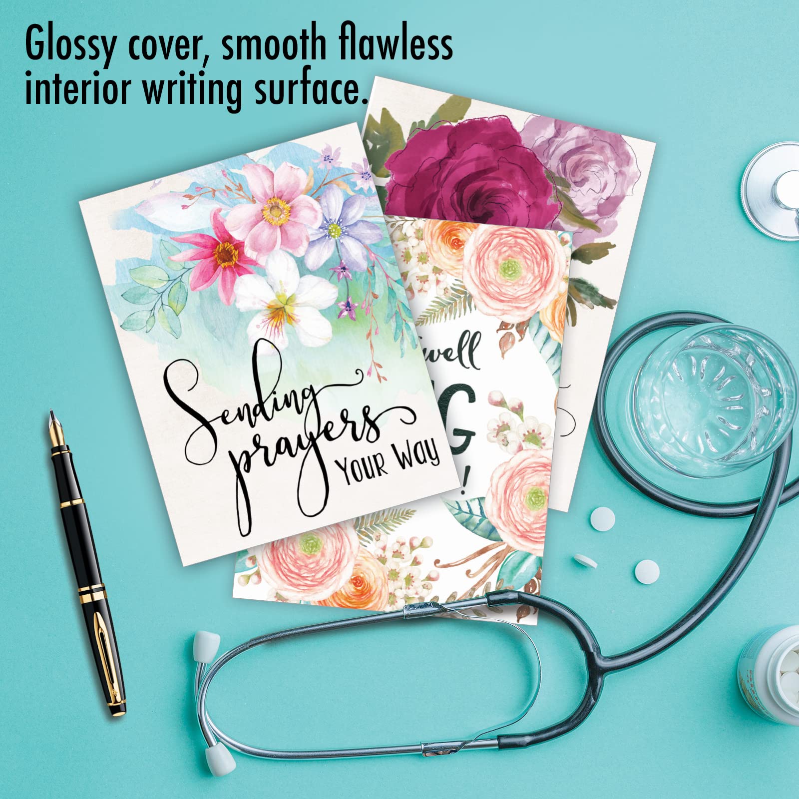 Framable Large Note Card With Envelope Big Floral Get Well Soon Card ...