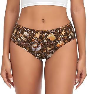 Lemon Coffee Bean Hazelnut Chocolate Cookies Women'S Underwear Soft Stretch Briefs Full Coverage Mid Waisted Panties