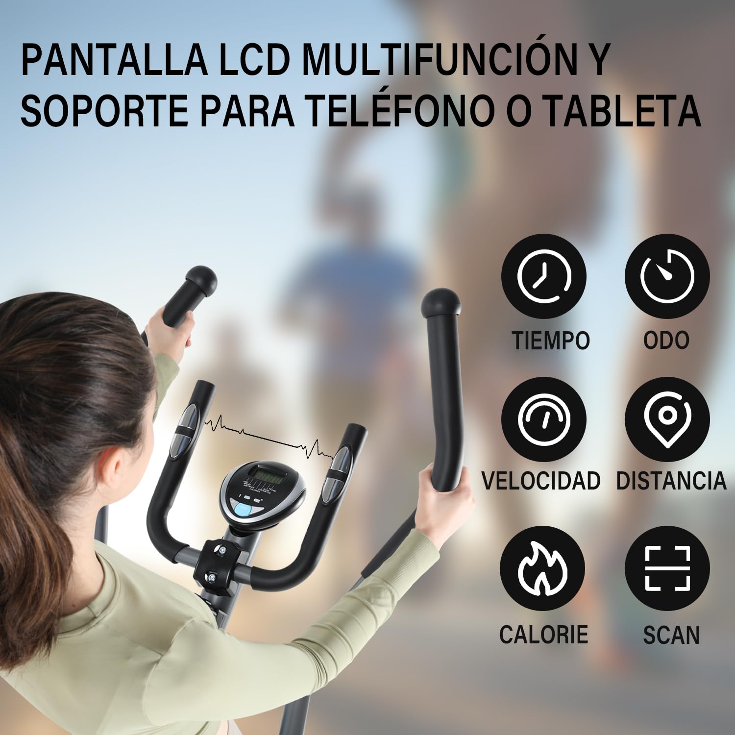 ISE Elipticas Fitness Casa,Eliptica Profesional con Sensor de Pulso,8 Niveles de Resistencia,Bici Eliptica con LCD Pantalla,Ajustable Bicicleta Elíptica con 8KG Volante de Inercia