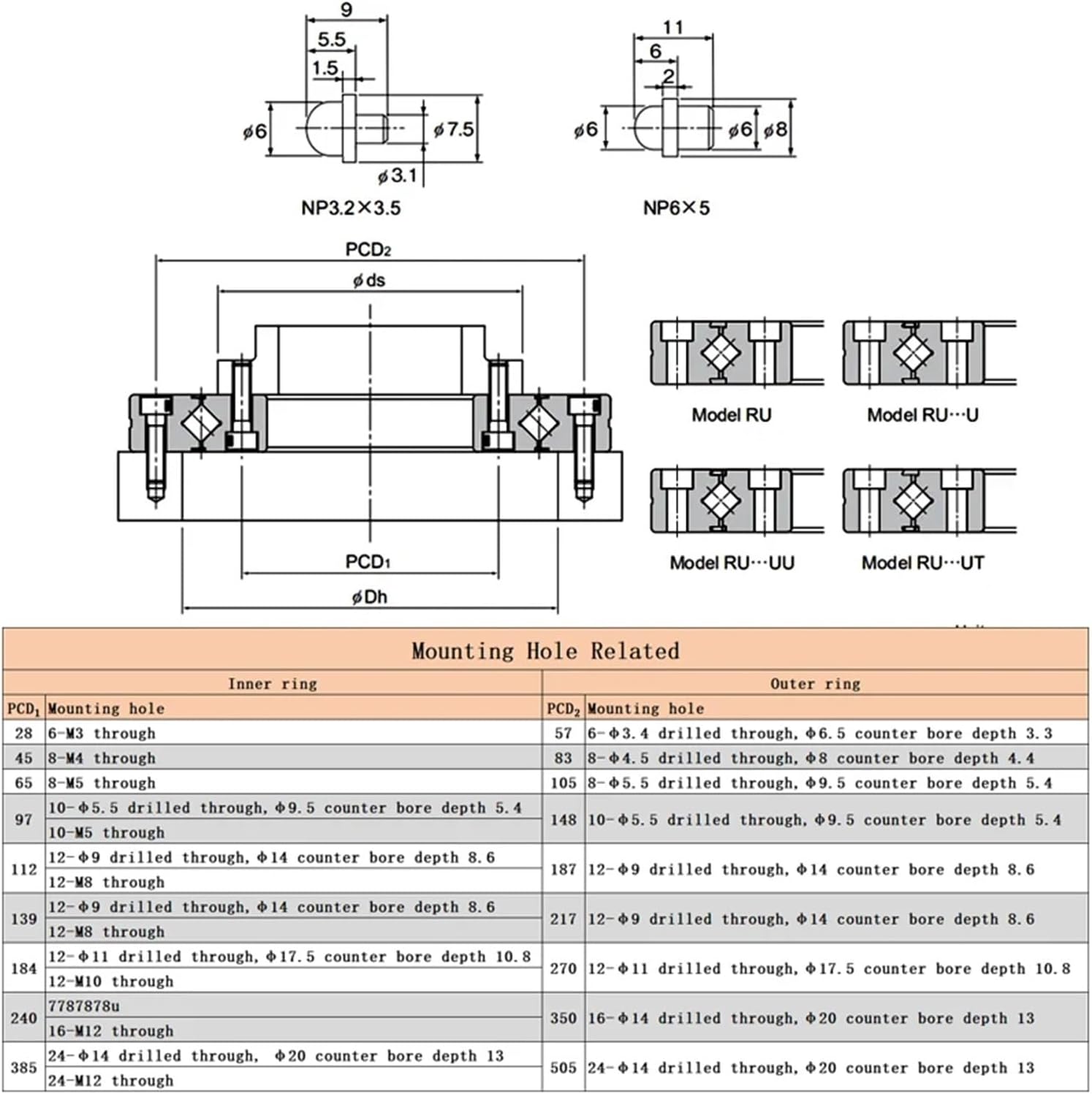1PC Crossed Roller Bearing RU178 RU228 RU297 RU445 Rotational P5/P4 Cross Bearing Large Size(Ru297-g)