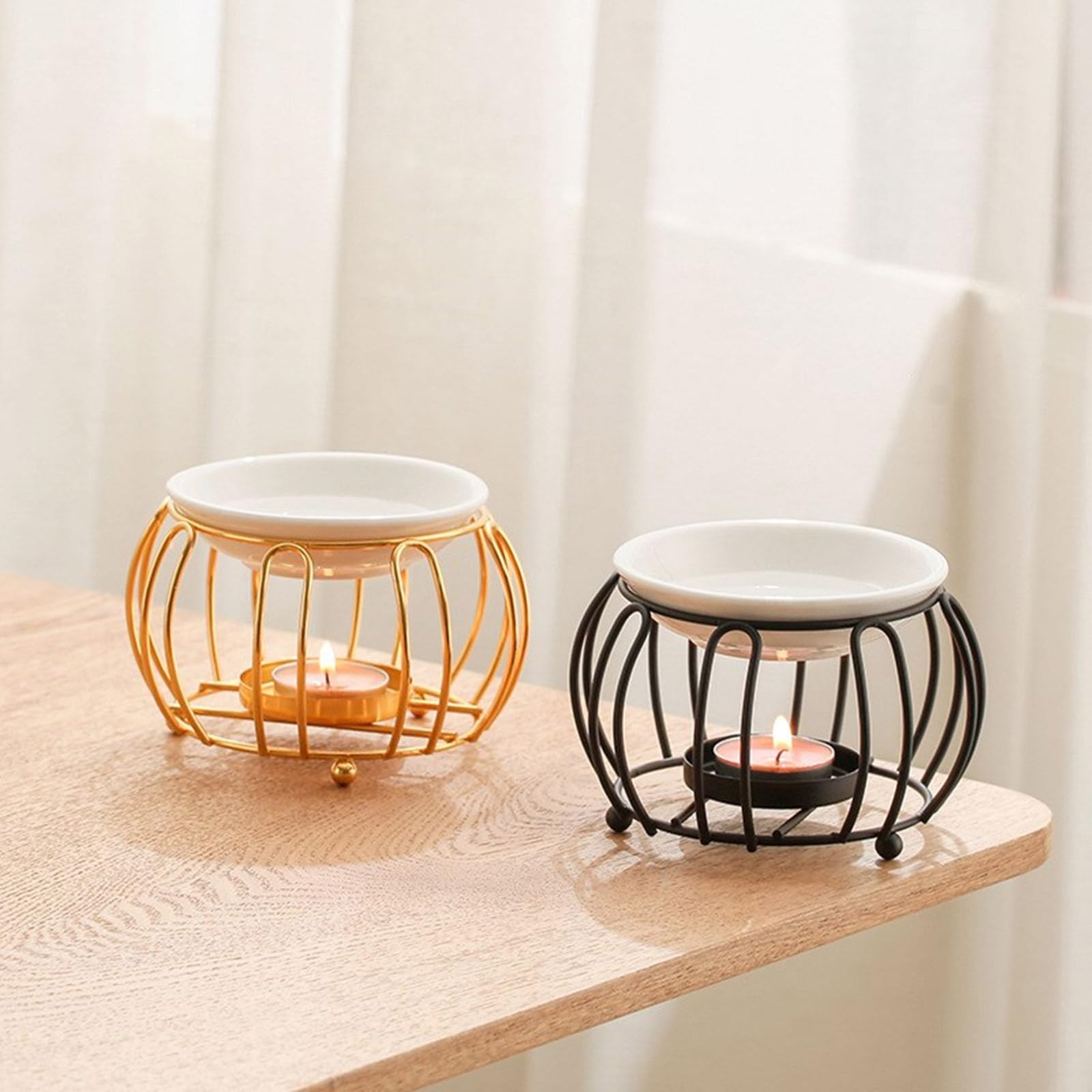 Aromatherapie-Brenner, Keramikschale und Metallschmelzer, ausgehöhlte Kürbisform for Wohndekore(Gold)
