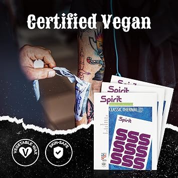 Spirit Tattoo Transfer Paper - A4-Size Stencil Paper for Tattooing - Certified Vegan and Easy Transfer Paper with Vegetable Wax and High-Visibility Purple Dye (100 Count), Made in the USA