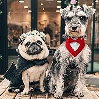 Vista 5 de Bandana de boda para perro, collar formal de esmoquin ajustable para perro con lazo, ropa de boda pequeña, mediana y grande, regalos de cumpleaños