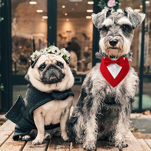 Miniatura 5 de Bandana de boda para perro, collar formal de esmoquin ajustable para perro con lazo, ropa de boda pequeña, mediana y grande, regalos de cumpleaños