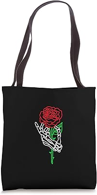 Skeleton Hand Holding Rose, Tattoo Gifts Black Tote Bag