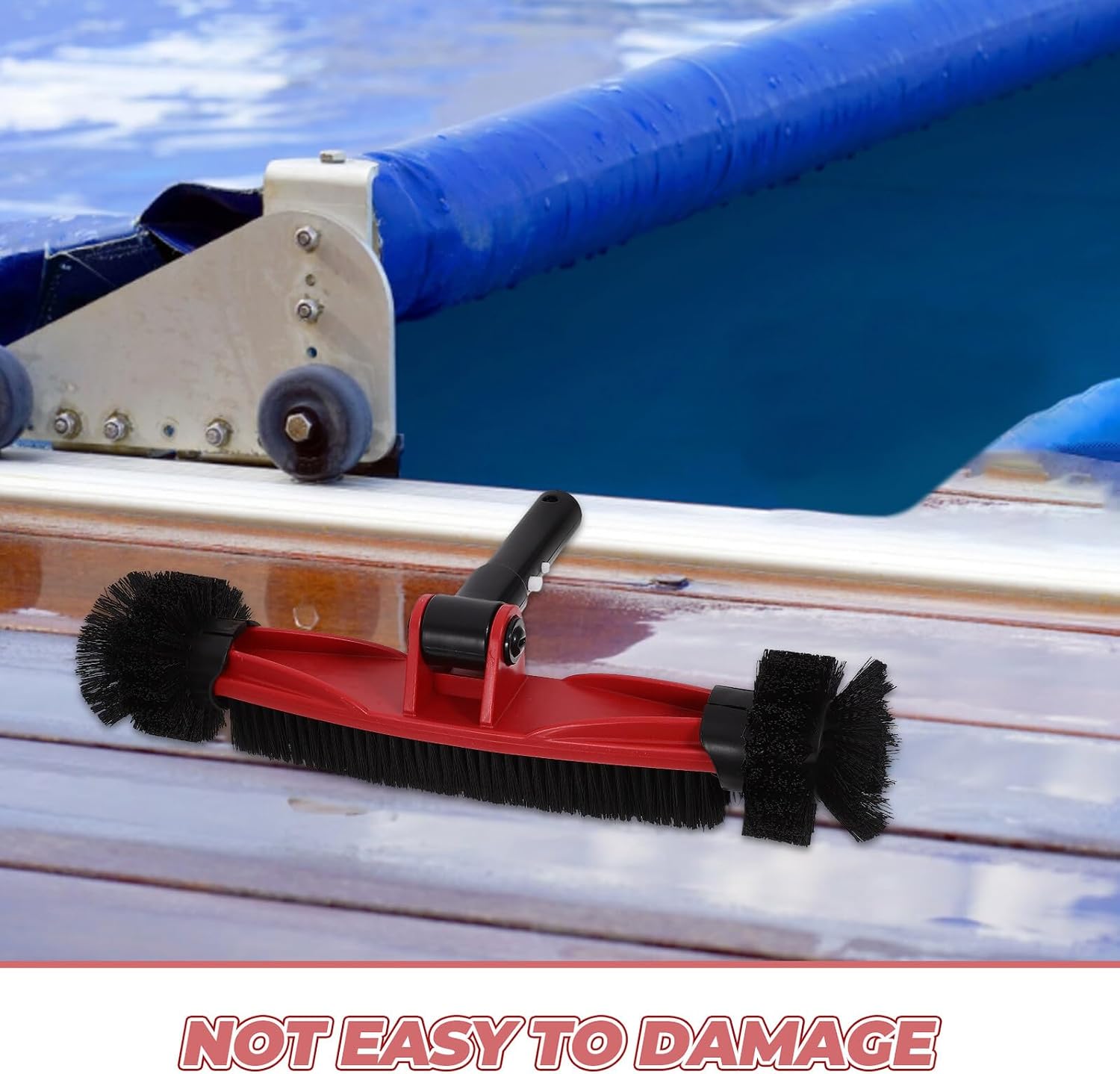 Detachable Handle Pool Corner Brush 180° Rotatable Swimming Pool Wall Scrubber Plastic Brush Head for Tile and Edge Cleaning