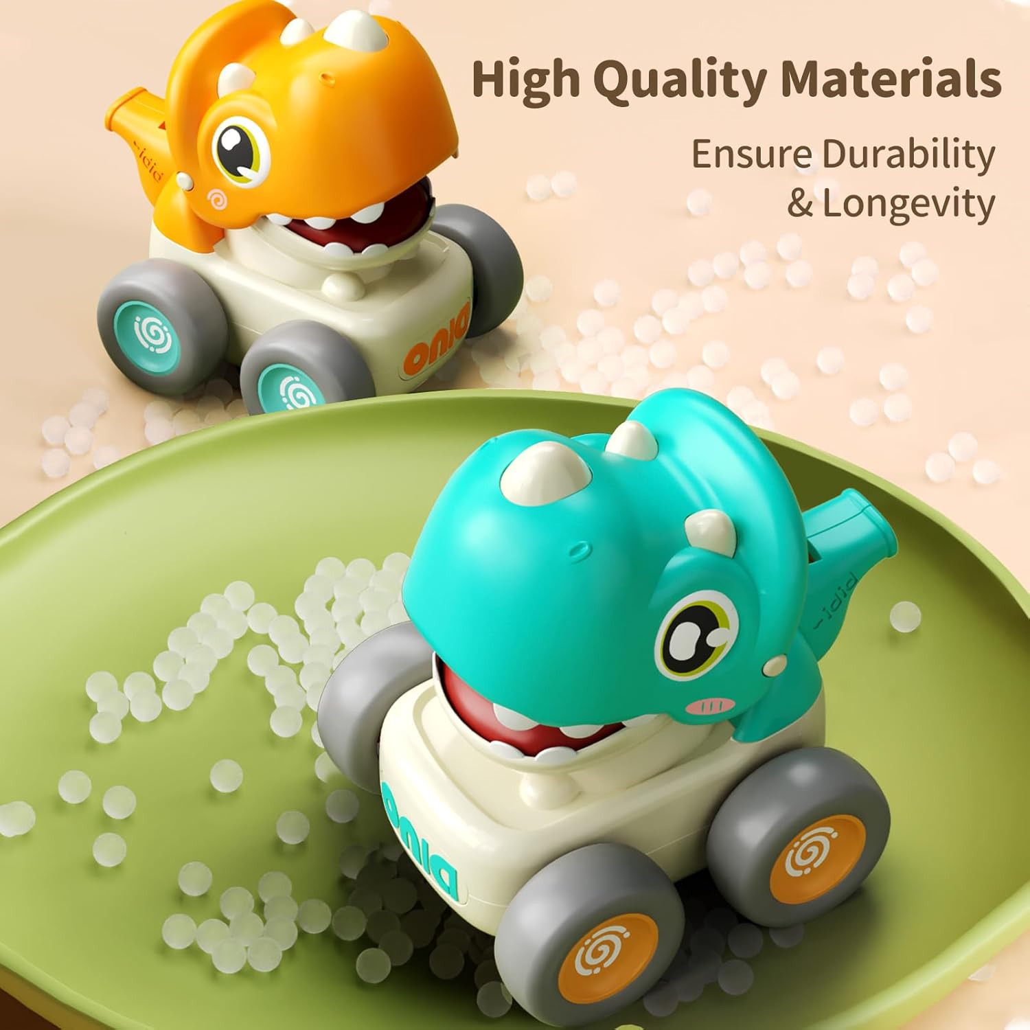 Dinosaur Car Toys for Toddlers 1-3, Press and Go Racing Cars Set, Baby Toys 18 Months, Whistle Vehicles for 1 Year Old Boys Girls, Baby Christmas Birthday Gifts