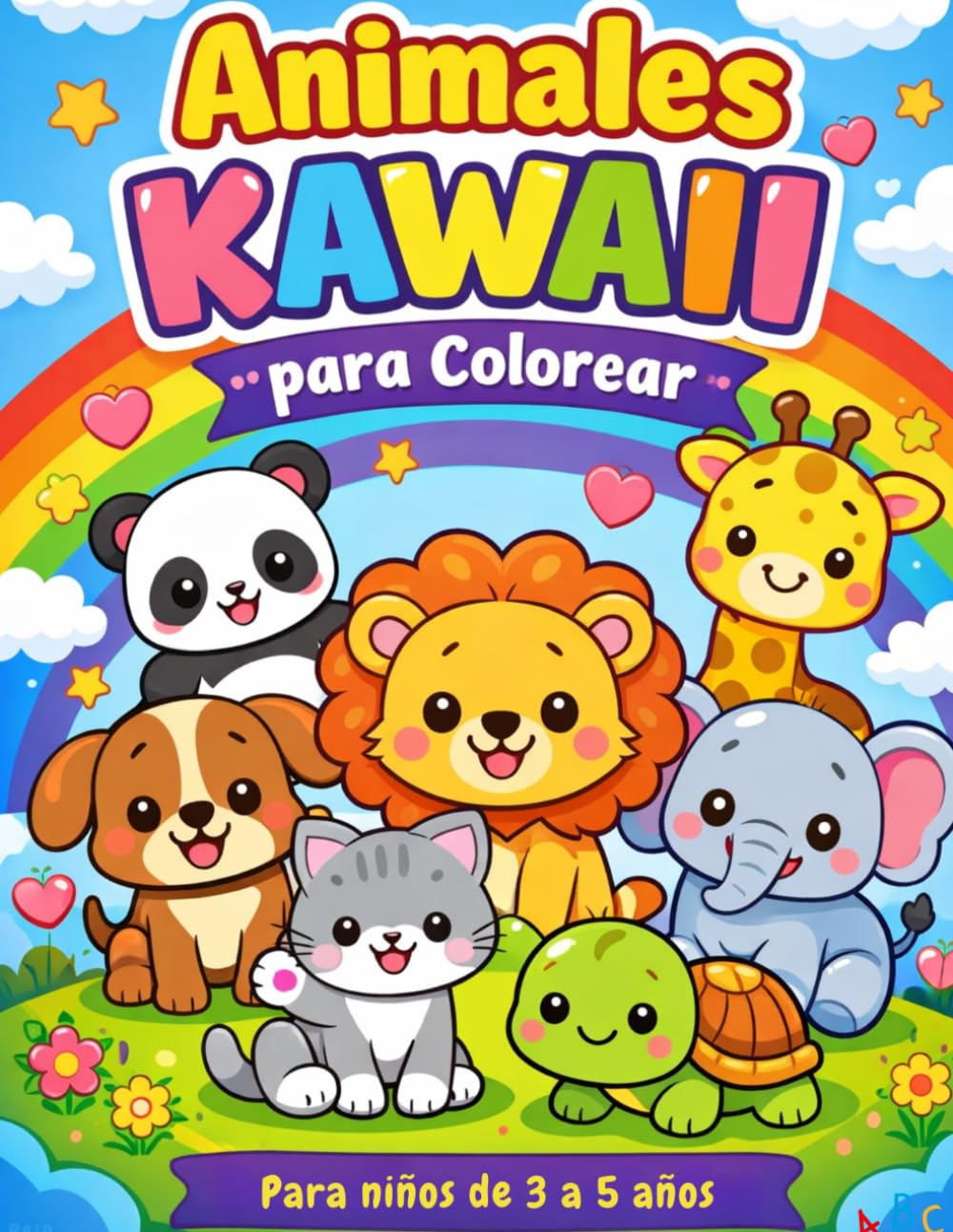 Animales KAWAII para colorear: Divertido libro para niños de 3 a 5 años